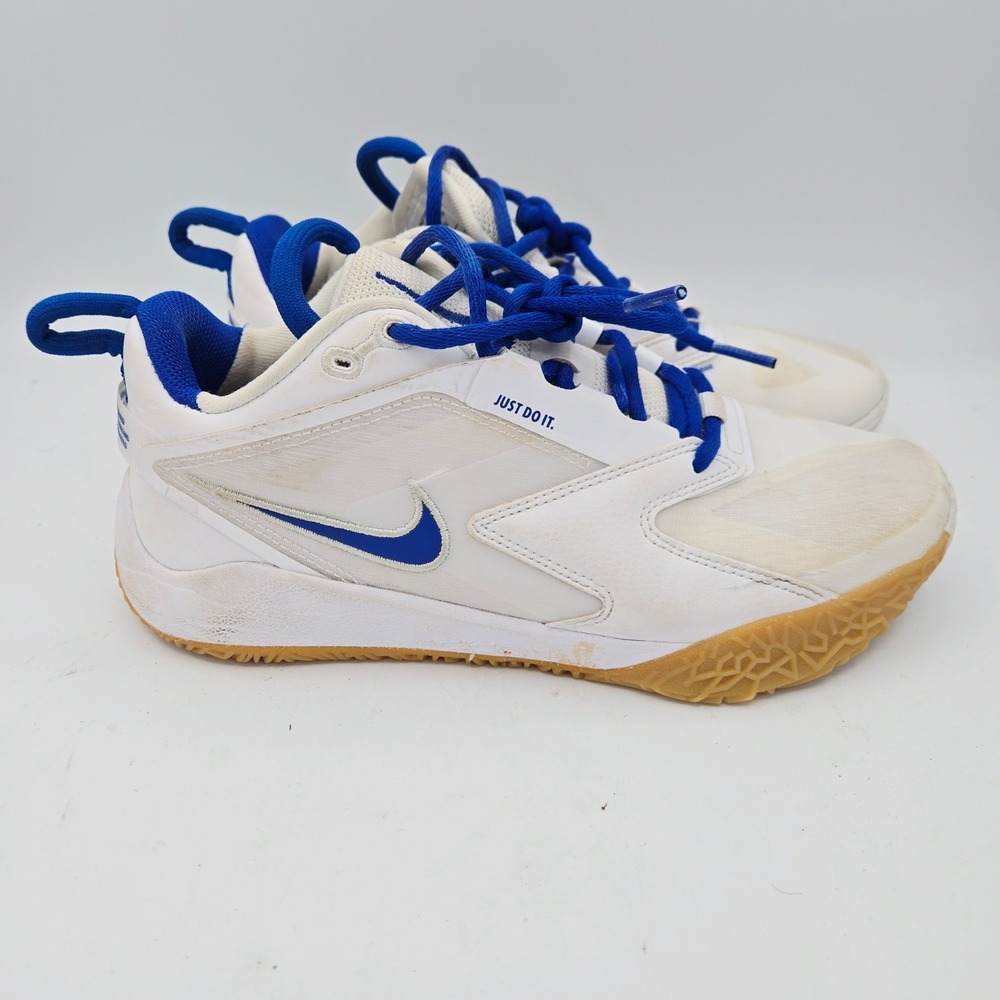 Nike Air Zoom Hyperace 3 White Blue Tennis Volleyball Shoes FQ7074 106 US 4.5